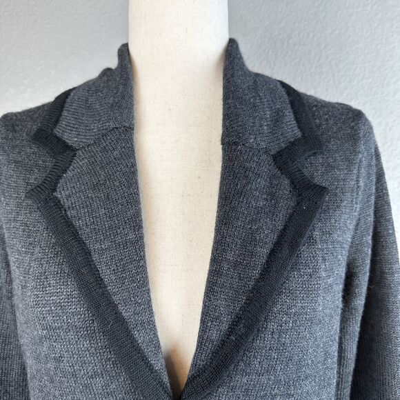 August Silk Womens Sweater Blazer Cardigan Size M Gray Wool Blend Pockets - Picture 2 of 9